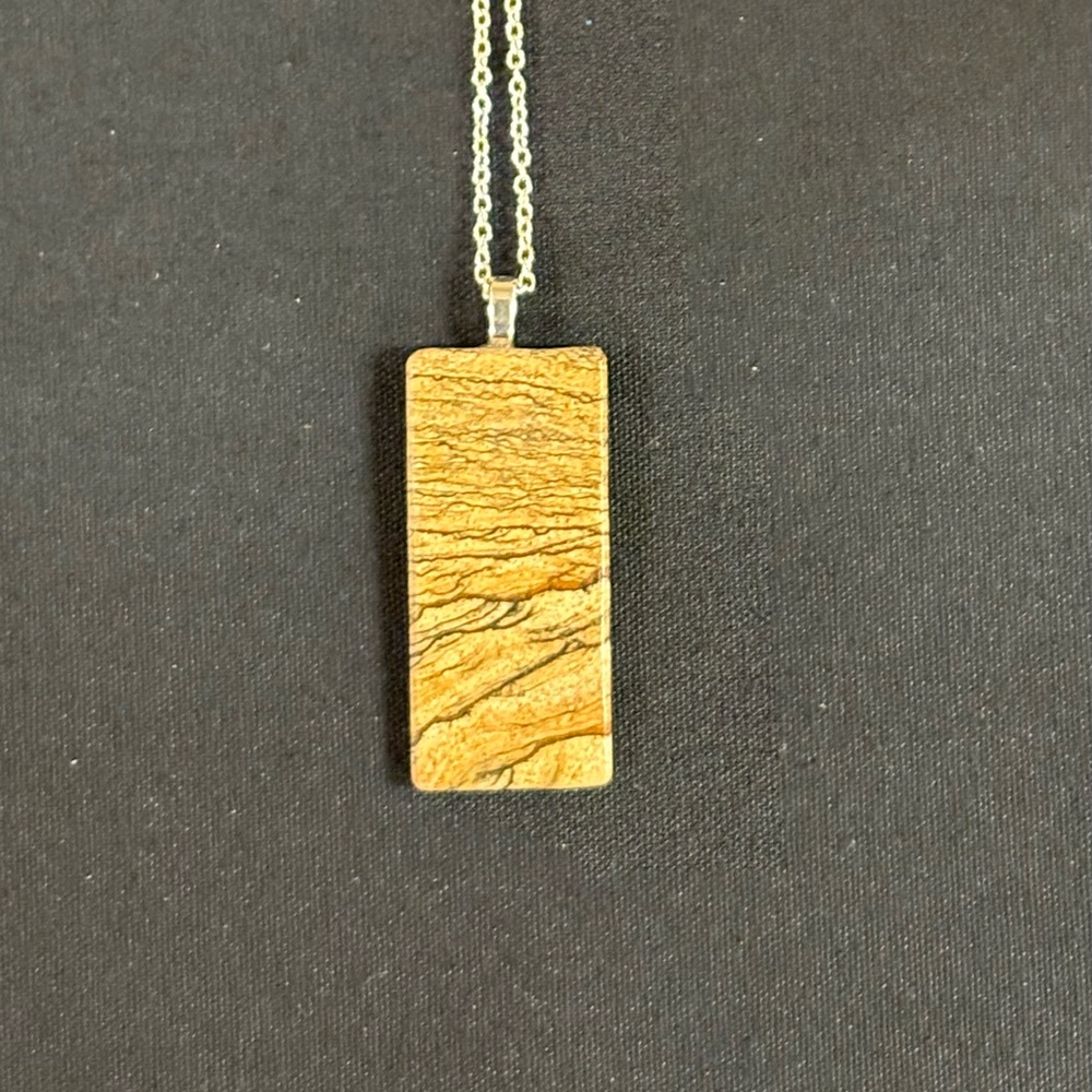Petrified Wood Stone Pendant Necklace